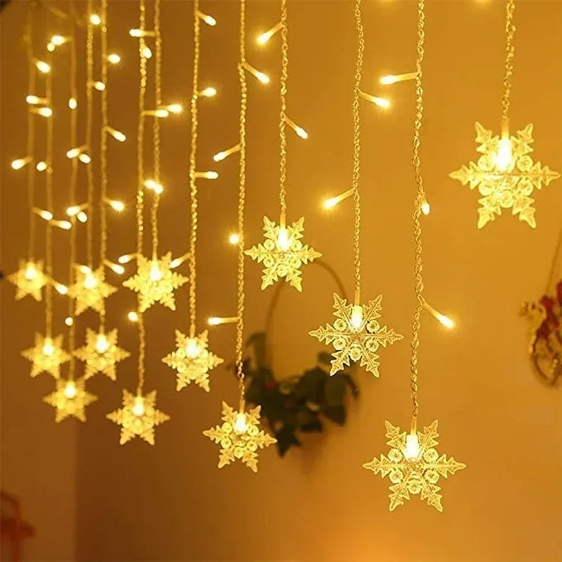 LED Snowflake Curtain Lights