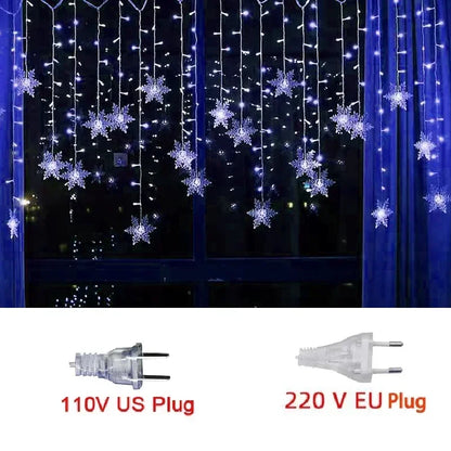 LED Snowflake Curtain Lights