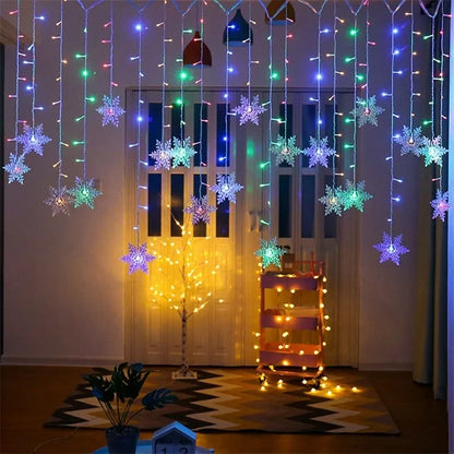 LED Snowflake Curtain Lights