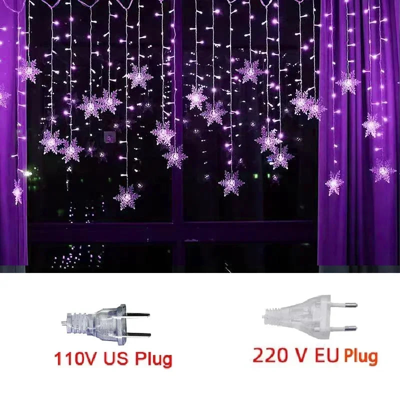 LED Snowflake Curtain Lights