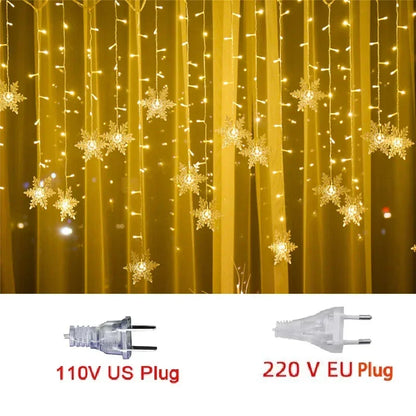 LED Snowflake Curtain Lights