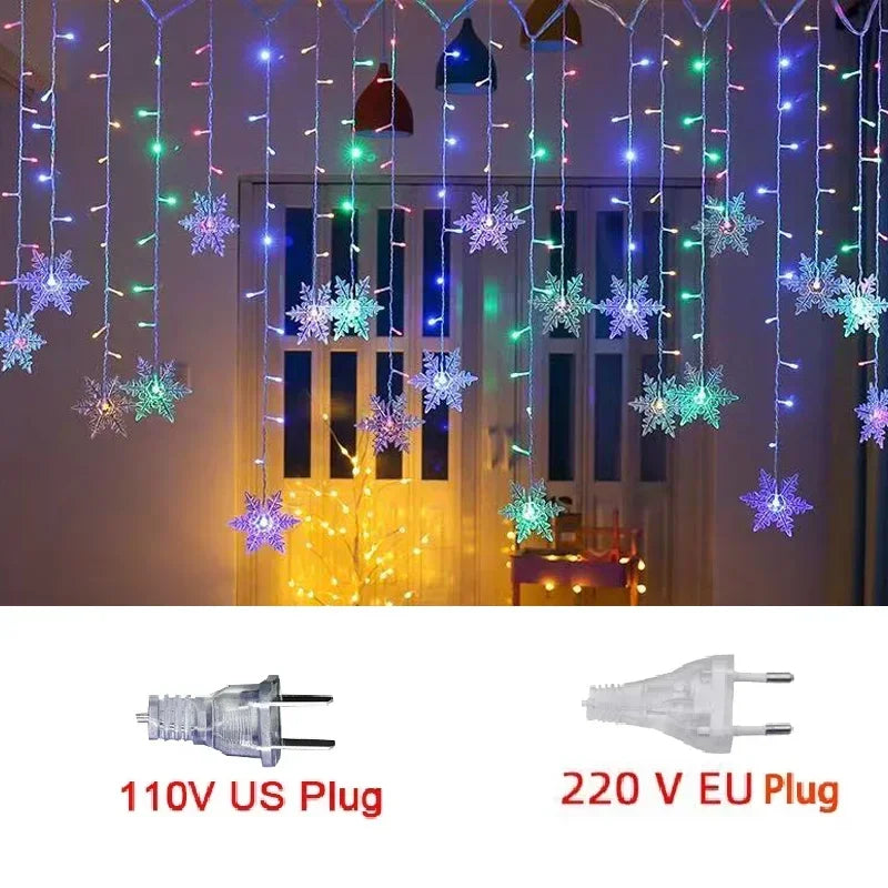 LED Snowflake Curtain Lights