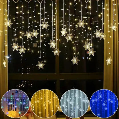 LED Snowflake Curtain Lights