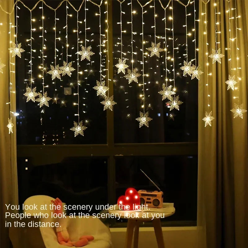 LED Snowflake Curtain Lights