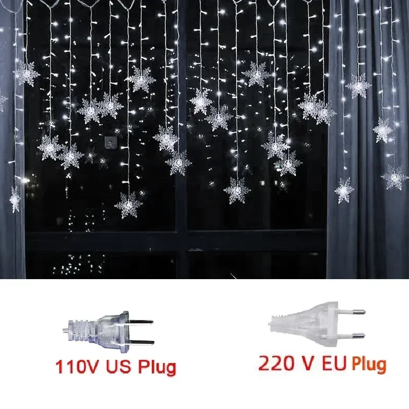 LED Snowflake Curtain Lights